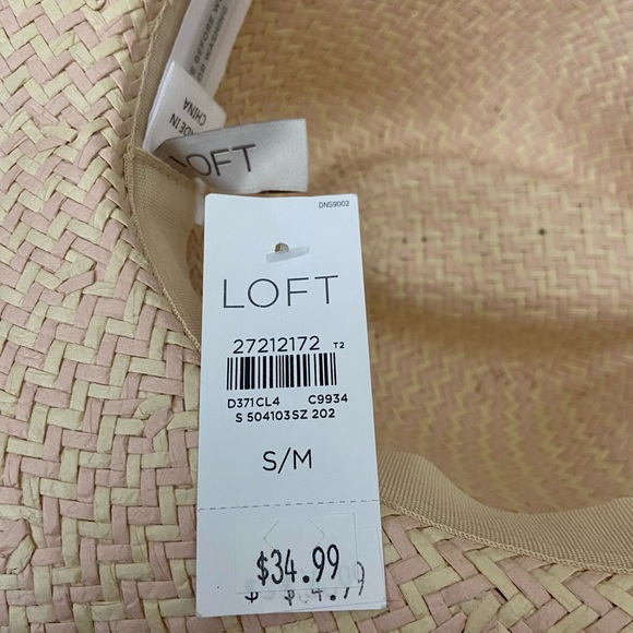 Loft Classic Pink Trim Straw Fedora NWT - Picture 4 of 5